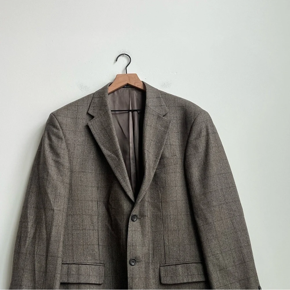 Oscar De La Renta Blazer Mens 44R Brown LambsWool Cashmere Sport Coat Jacket